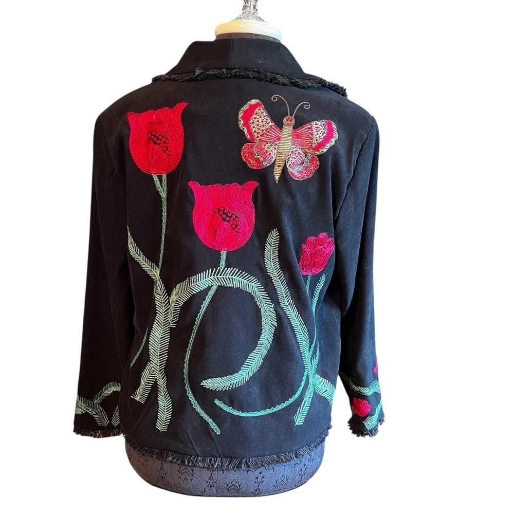 Ilyse Hart Ltd Ladies Vintage Butterfly Floral Embroidered Blazer Size Medium